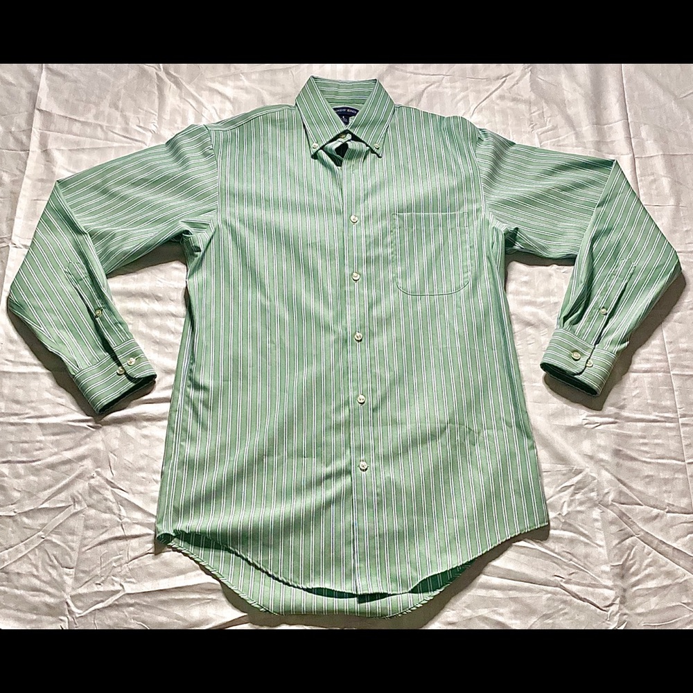 LANDS END Men's Green Button Down Shirt Size Small